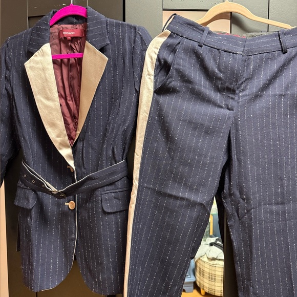 Sies Marjan Jackets & Blazers - Sies Marjan suit jacket pants set dark blue white pinstripe 6 S-M